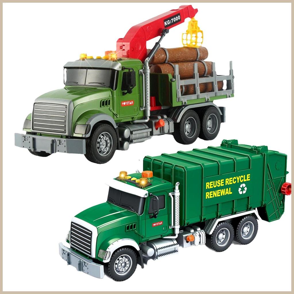 Log รถบรรทุกของเล่นสําหรับชายรถบรรทุกของเล่น 3 ถังขยะ Log รถบรรทุก Log รถบรรทุกของเล่นรถบรรทุกลากจูง