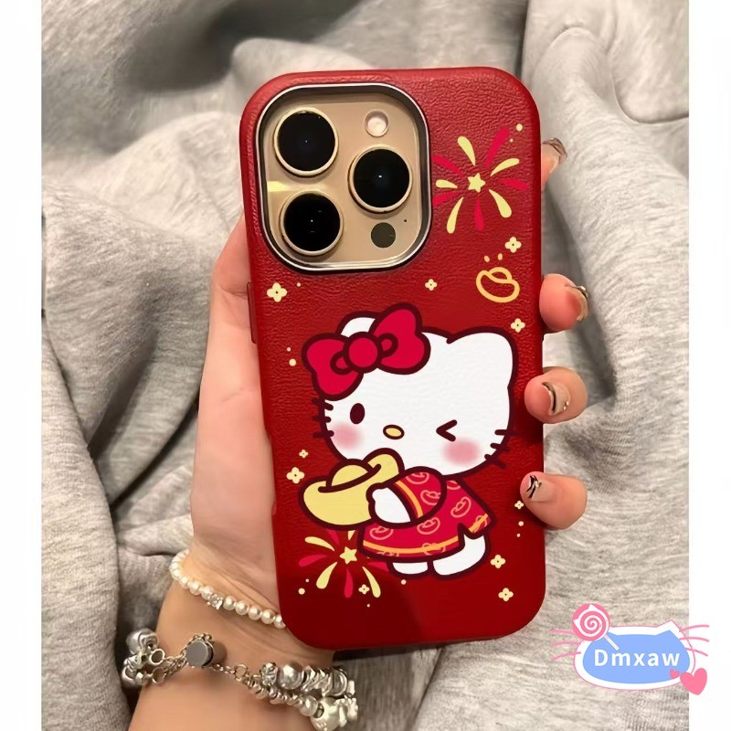 ปีใหม่Kitty PUหนังเคสโทรศัพท์สําหรับRedmi 15 15C 14C 14R 13C 13R 13 12R 10 Prime 10C 9T 9A 9i 9C NFC