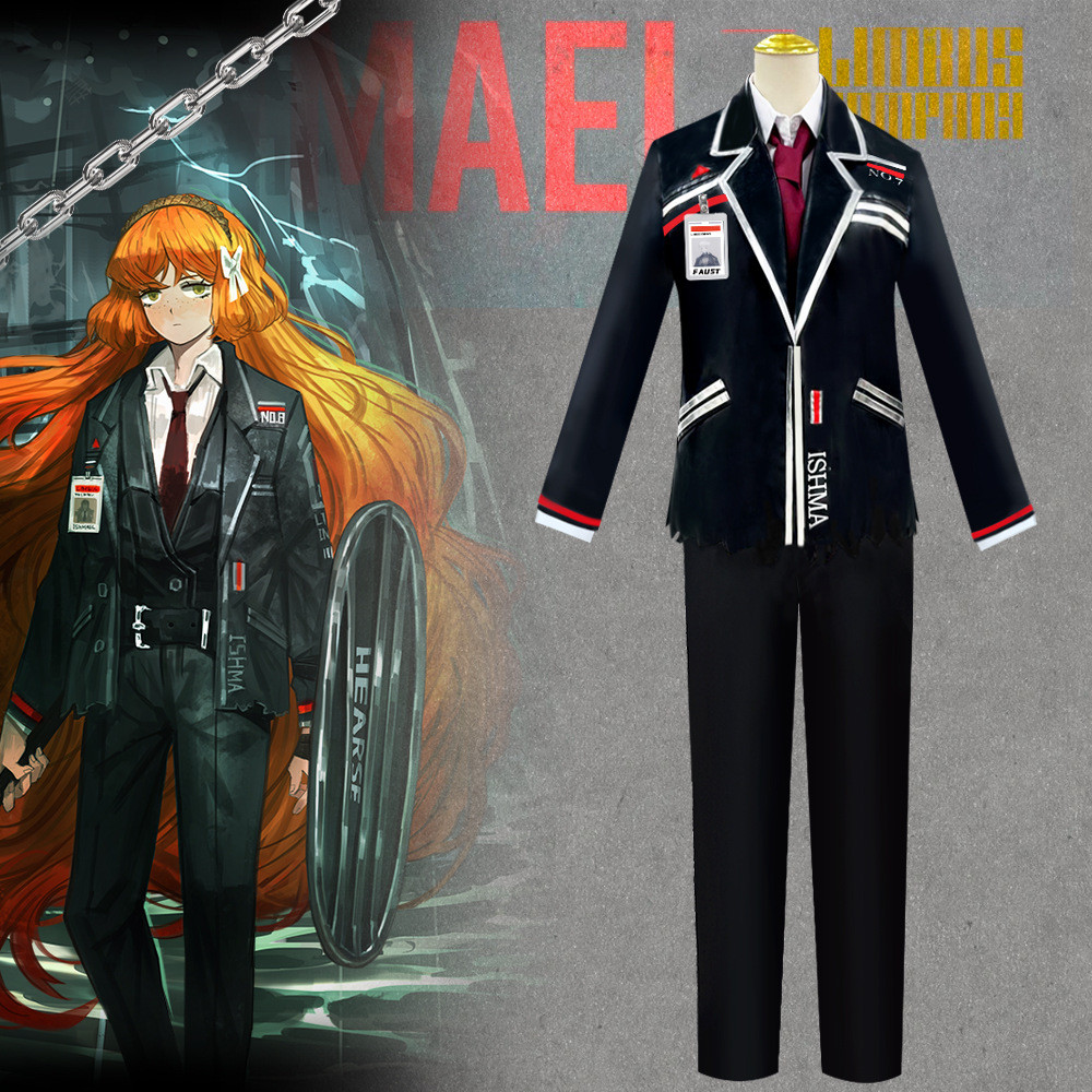 Limbus Company Cos ISH Ishmael Hong Lu FAUST ชุดสีดําชุดคอสเพลย์
