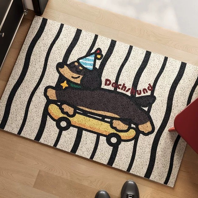 Happy Puppy American Retro Sports Entry Door Mat Entry Foot Mat แหวนผ้าไหมสามารถตัด Entry Door Mat พ