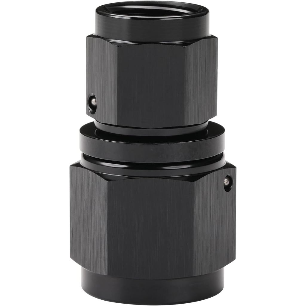 6AN Female to 8AN Female Flare Swivel Coupler Reducer Fitting Adapter Union Straight Aluminum Black