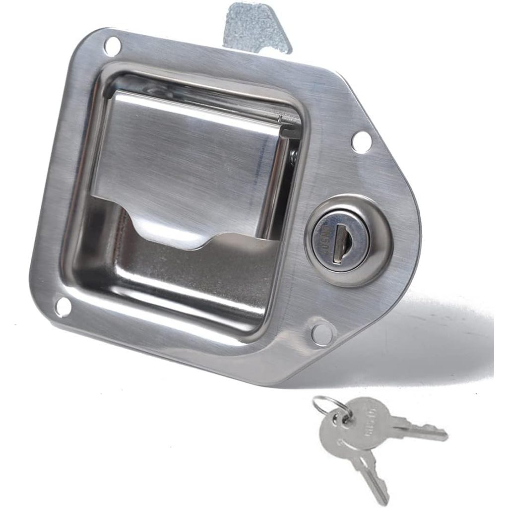 Truck Tool Box Latch, Stainless Steel Trailer Toolbox Handle Latch with Lock 4-3/8" x 3-1/4", with 2