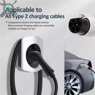 Wall Mount Type 2 EV Charger Holder ปฏิบัติประเภท 2 สายชาร์จสําหรับ EV Charger ตะขอแขวน EV charger ที่แขวนหัวชาร์จ EV และสายไฟ แบบติดผนัง ตะขอแขวนปลั๊กชาร์จรถ EV