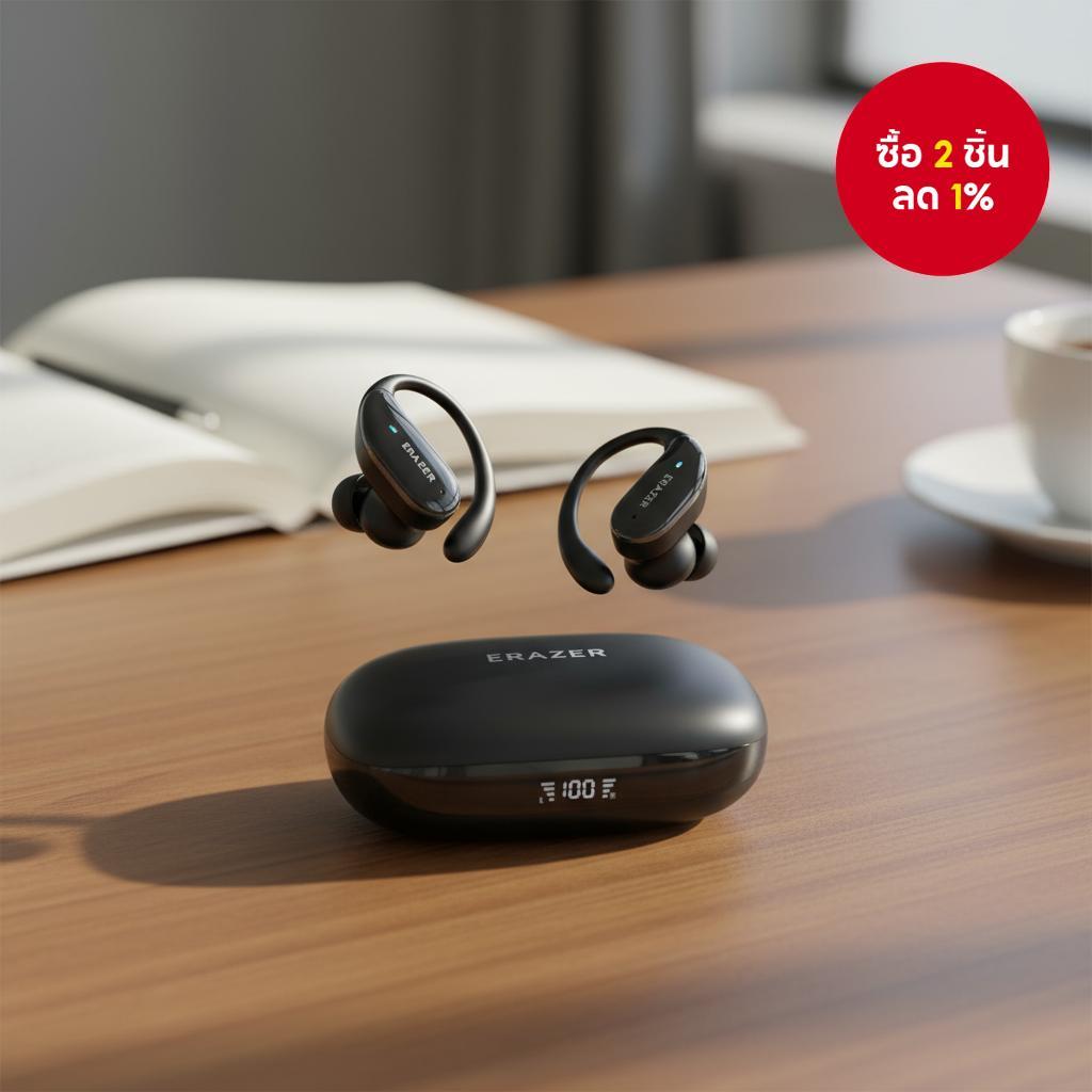หูฟังแปลเสียง AI ERAZER XT80 PRO หูฟังบลูทูธไร้สายสําหรับกีฬา รองรับการแปลภาษา 135 ภาษา ตัดเสียงรบกว