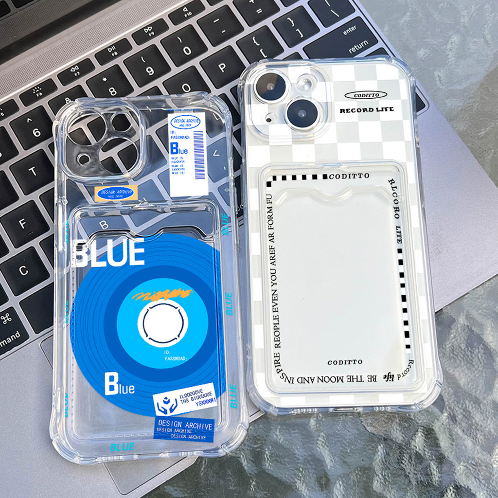 แฟชั่น ซองใส่บัตรรูปถ่ายแบบใสสำหรับ For iPhone 11 15 13 12 14 Pro Max 6 7 8 Plus X XS Max XR SE 2020 เคสไอโฟนเคส เคส