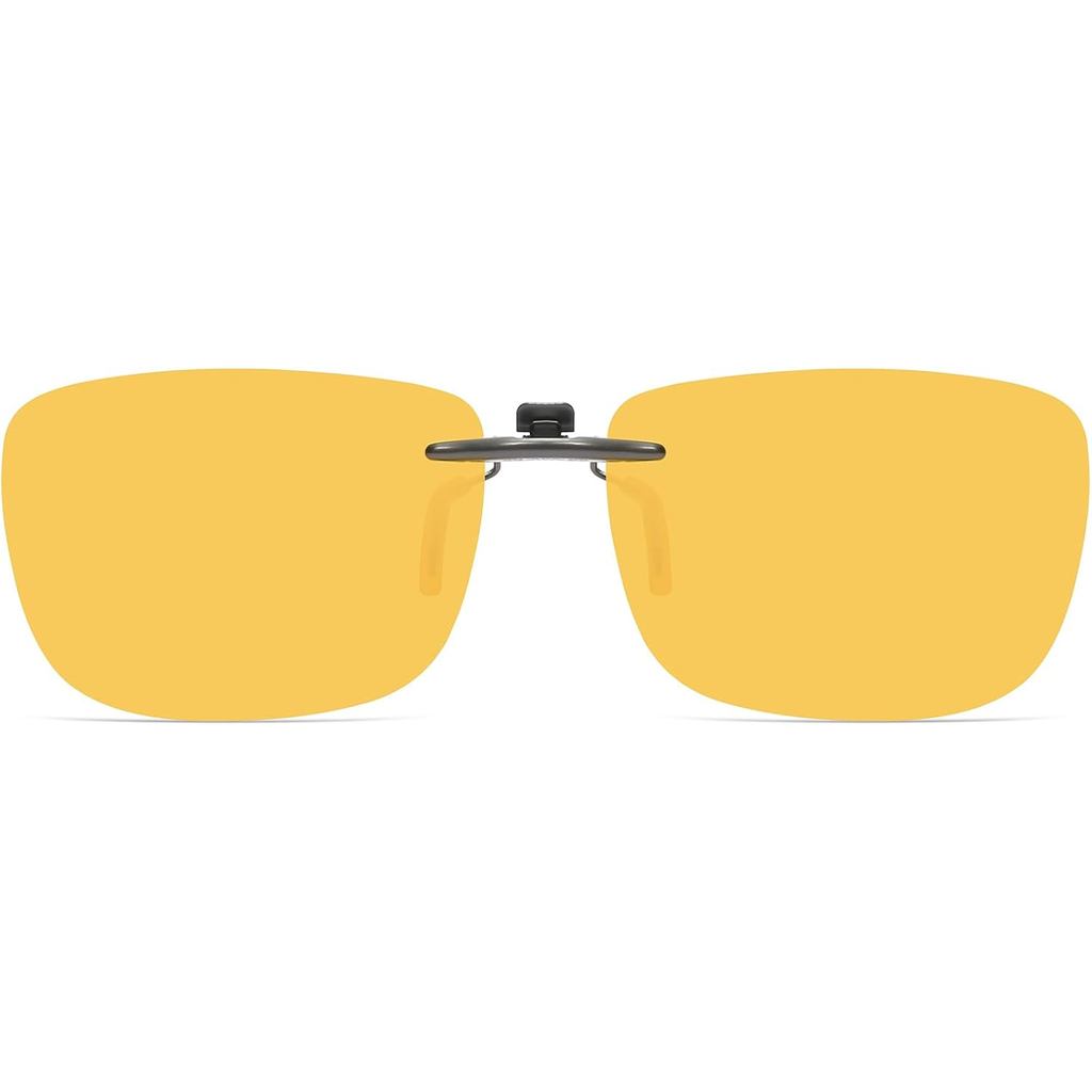 CAXMAN Night Driving Glasses Clip On Night Vision Glasses HD Polarized Yellow Lens Compact Fit Non-F