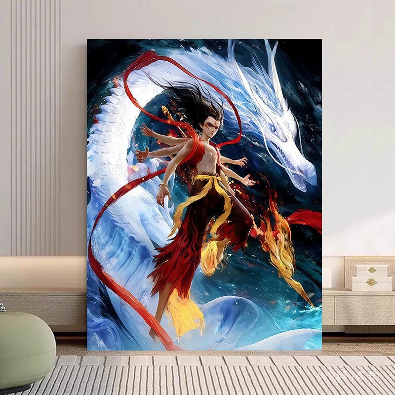 ภาพวาดแขวน Handmade Digital Magic Boy Haisheng เสือดาวภาพวาดสีน้ํามันเด็ก Handmade ภาพวาดเนื้อ diy ร