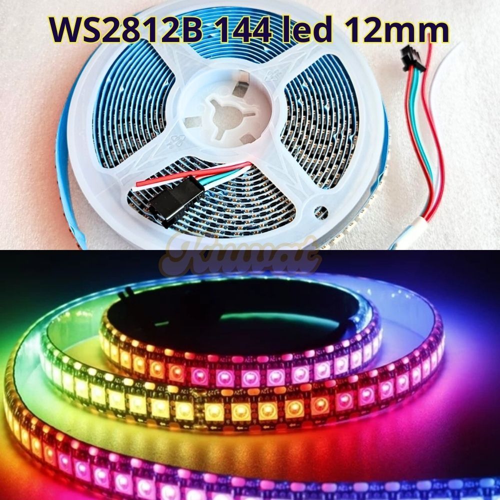 แถบ LED WS2812B 12 มม.144led 5V Smartled RGB DMX Matrix วัสดุคิ้ว