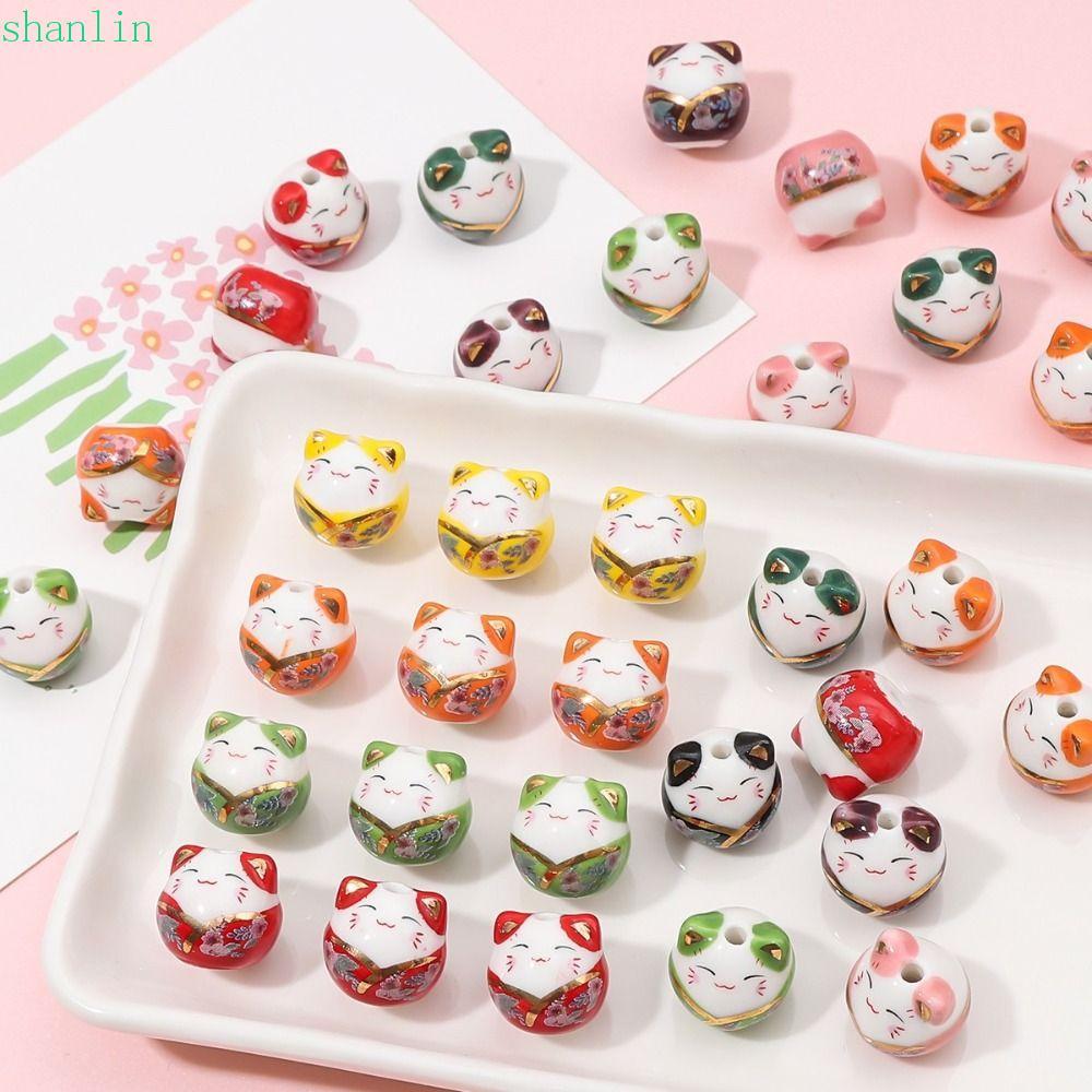 SHANLIN Maneki-eko สร้อยข้อมือและสร้อยคอมากี้ fortune cat สวยเซรามิค handemade