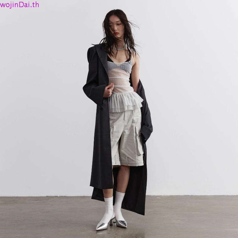 Moodie - เสื้อโนรา | เสื้อกล้ามบานยาวตาข่ายซีทรูพร้อมซับด้านใน