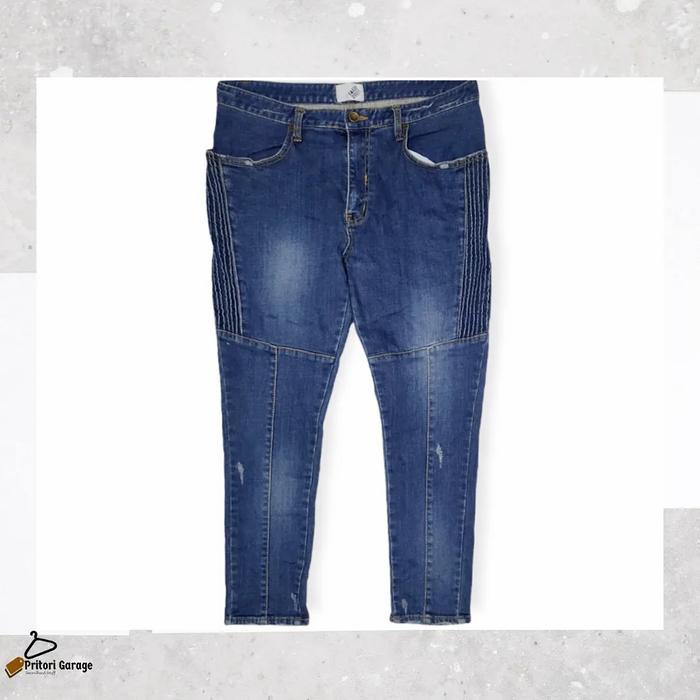 Soft Biker Ankle Jeans Denim Baker Street Skinny Fit Blue Vintage 32