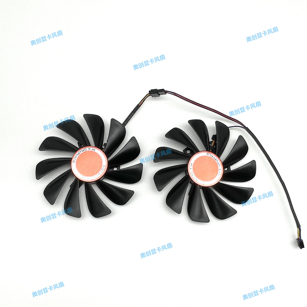 ยี่ห้อใหม่ XFX/XFX RX 580 590 Vega 56 64 สีดําหมาป่ารุ่นกราฟิกการ์ดพัดลม CF1010U12S