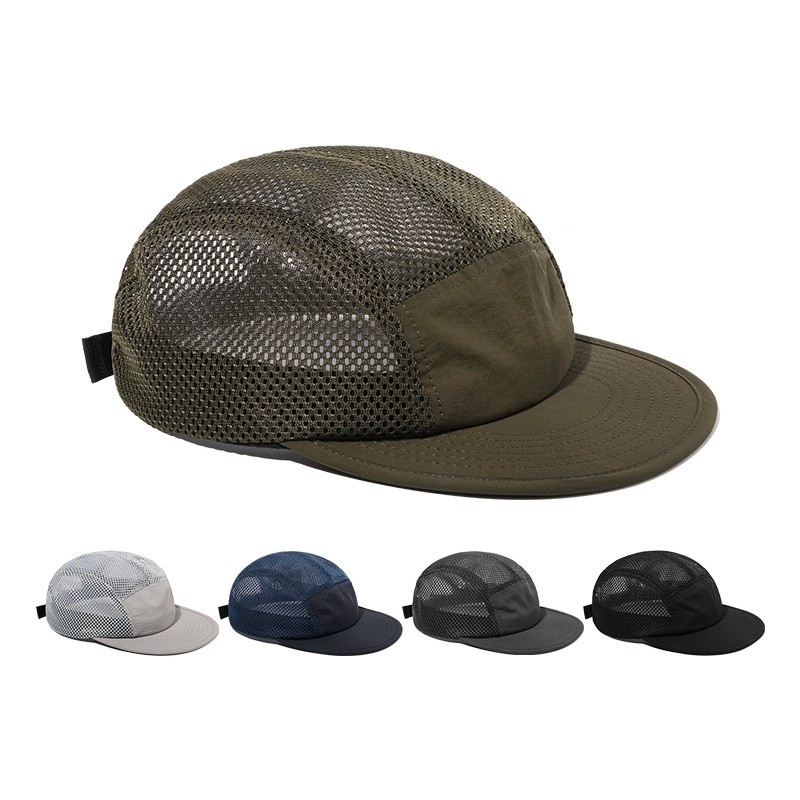 หมวกเบสบอล 5-Panel ไนล่อน กันน้ํา ตาข่าย Unisex แฟชั่น Outdoor Sport วิ่ง แคมป์ปิ้ง วินเทจ หลายสี Cap