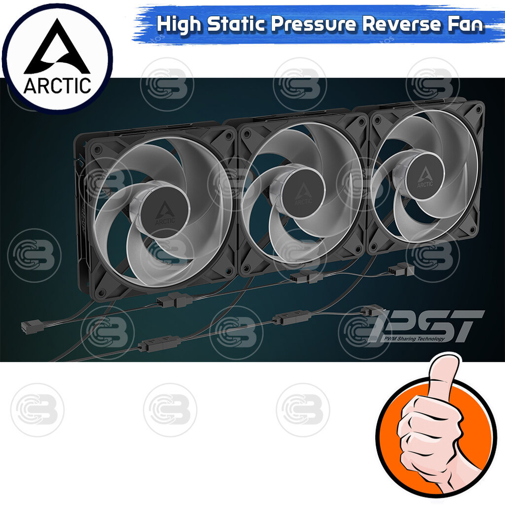 [CoolBlasterThai] ARCTIC P12 PRO REVERSE PST A-RGB BLACK (size 120 mm.) X3 Value Pack PC Fan Case ประกัน 6 ปี - รูปที่ 5