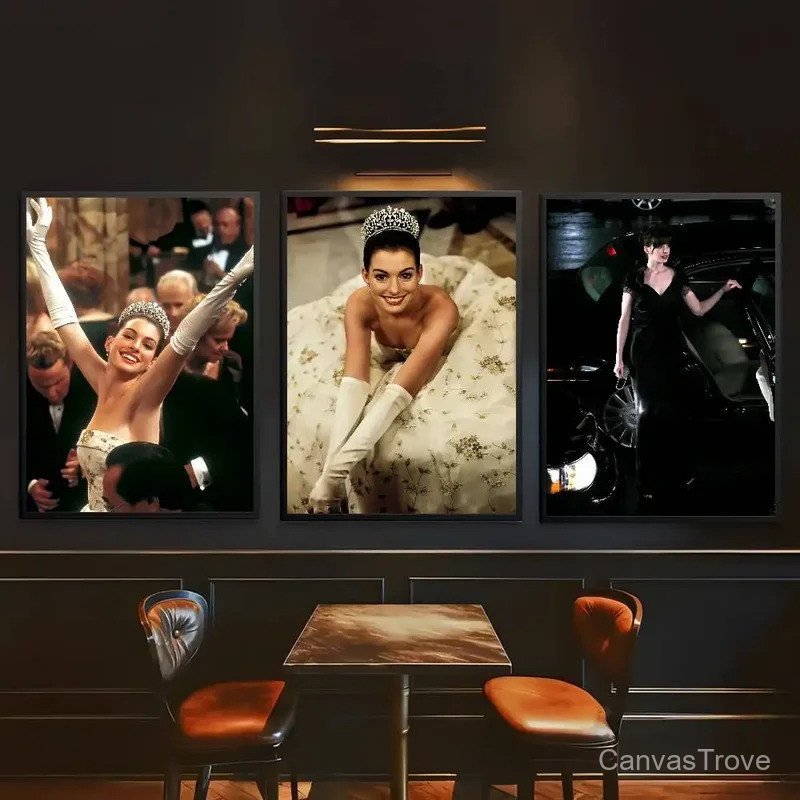 Anne Hathaway Actress โปสเตอร์ผนังสําหรับห้องนั่งเล่นบาร์ภาพวาดตกแต่งวินเทจ