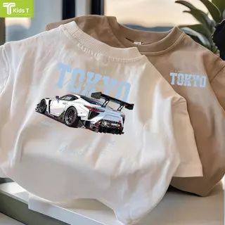 เสื้อยืดแขนสั้นสำหรับเด็กสไตล์เกาหลีแฟชั่นลายรถยนต์ 9 สี จากร้าน Kids T เนื้อผ้าโซโรนา เหมาะสำหรับเด็กชายหญิง #3