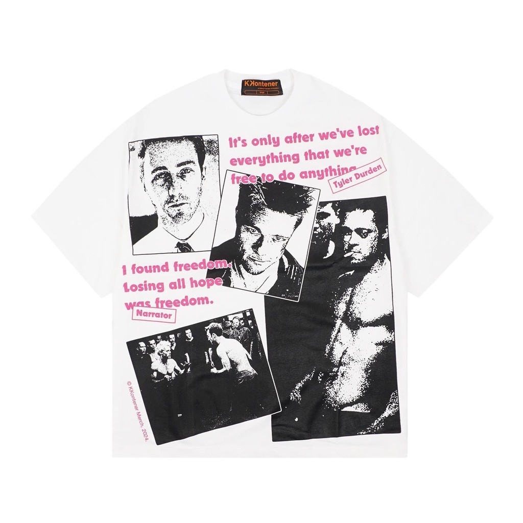 KONTIER 90s MOVIES "FIGHT CLUB" OVERSIZE TSHIRT สีขาว