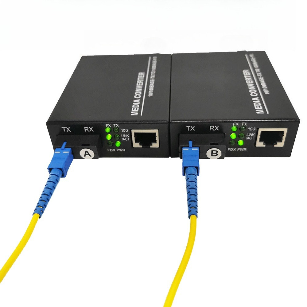 1000Mbps Media Coverter Switch เครื่องรับส่งสัญญาณไฟเบอร์ A/B Gigabit Fiber Optical 1G1E Media Converter Single Mode SC