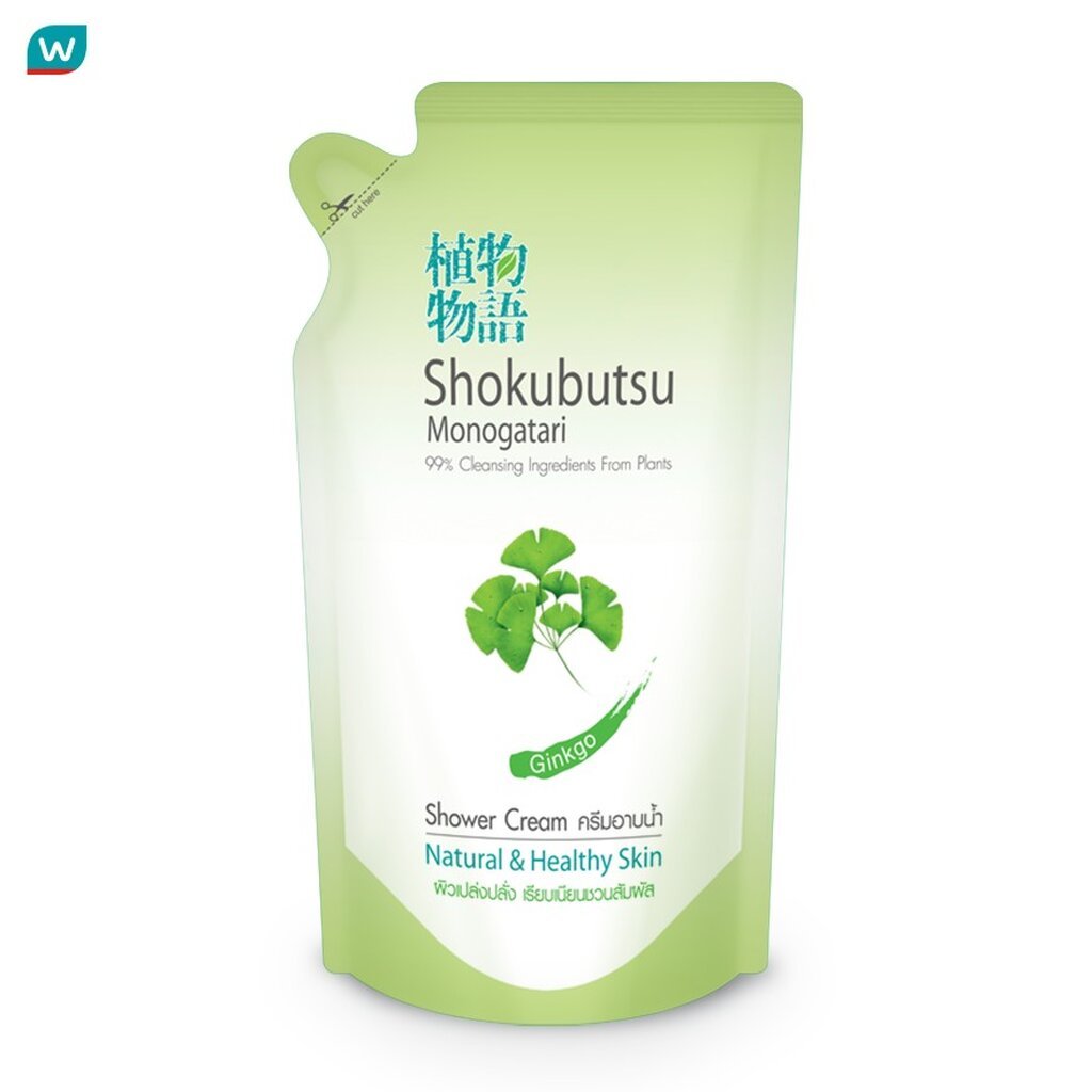 Shokubutsu โชกุบุสซึ โมโนกาตาริ ครีมอาบน้ำ จิงโกะ เนชอรัล แอนด์ เฮลตี้ สกิน 400 มล.ถุงเติม