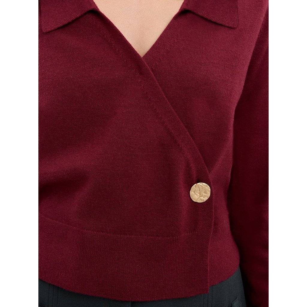 [Pomelo] เสื้อคอปกติดกระดุม / Wrapped Knit Top - รูปที่ 4