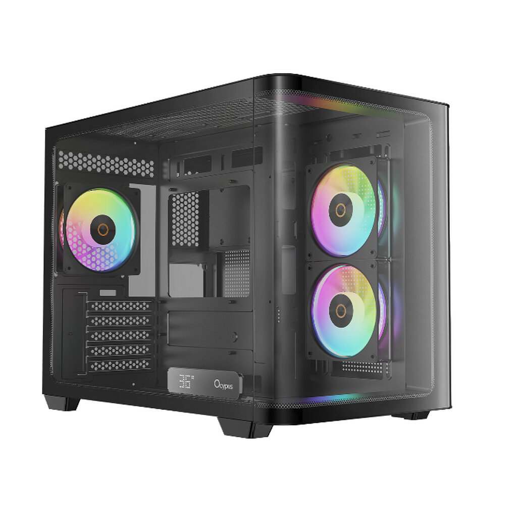 Case OCYPUS IOTA C50 Curve ARGB Black Micro-ATX With Digital Real-Time CPU/GPU Temp Display Compact 