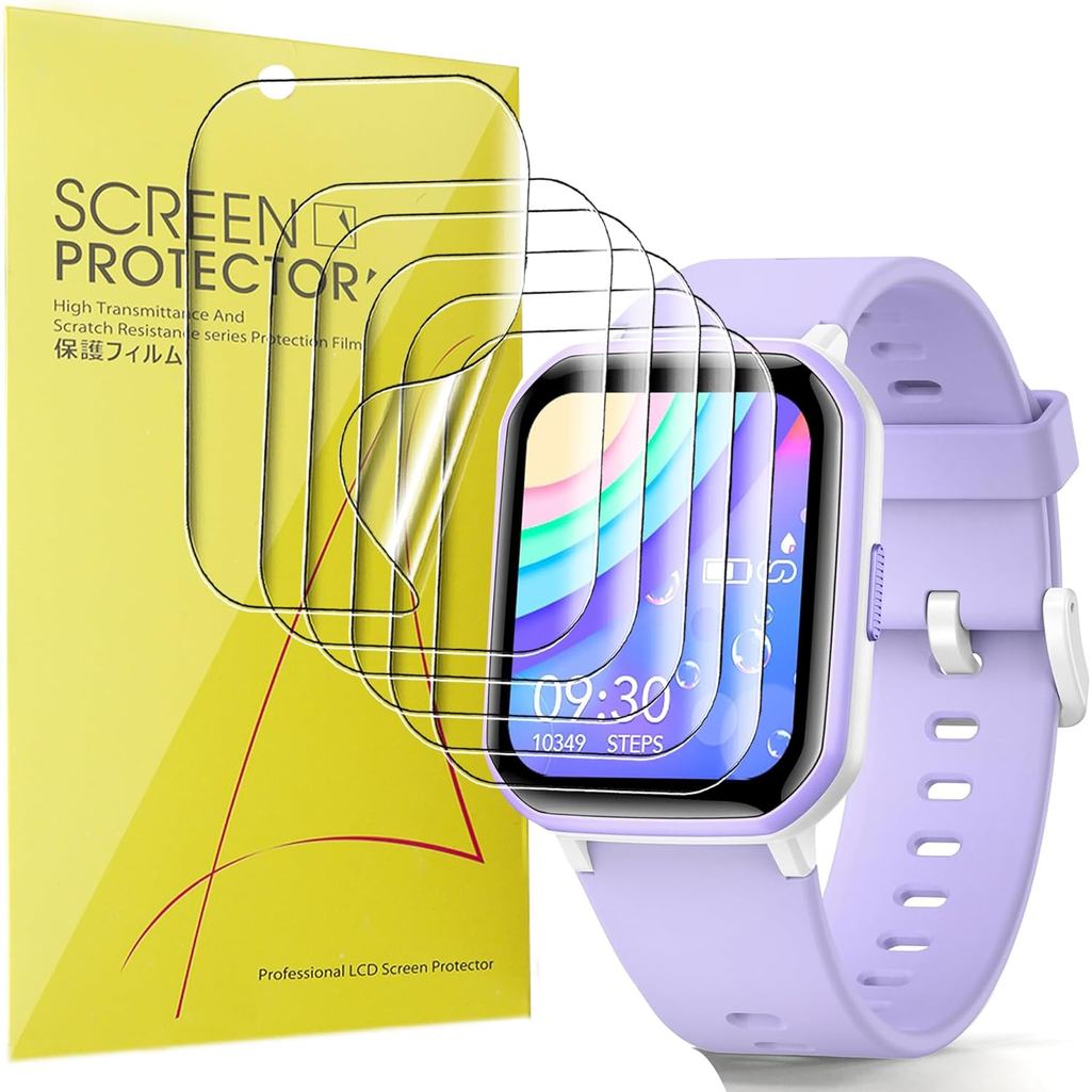 เข้ากันได้กับ YOUSOKU Kids Smart Watch Screen Protector, lamshaw [6 Pack] Full Coverage TPU Clear Fi