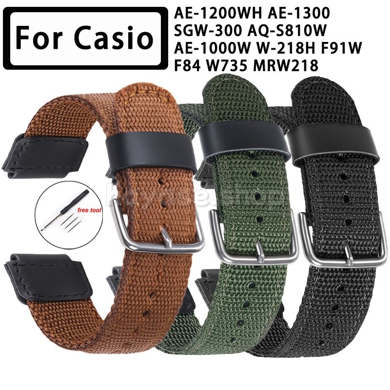 18 มม.สําหรับ Casio AE-1200WH AE-1300 SGW-300 AQ-S810W AE-1000W W-218H F91W F84 W735 MRW218 ไนลอนนุ่มสายนาฬิกาสร้อยข้อมือผู้ชายผู้หญิงกีฬานาฬิกาสายรัดข้อมือเข็มขัด