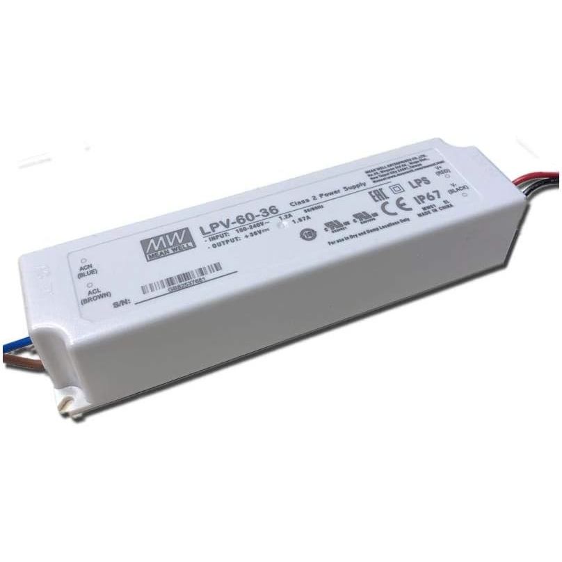 Mean Well LPV-60-36 36V 1.67A แหล่งจ่ายไฟ LED Driver Water & Dust-proof