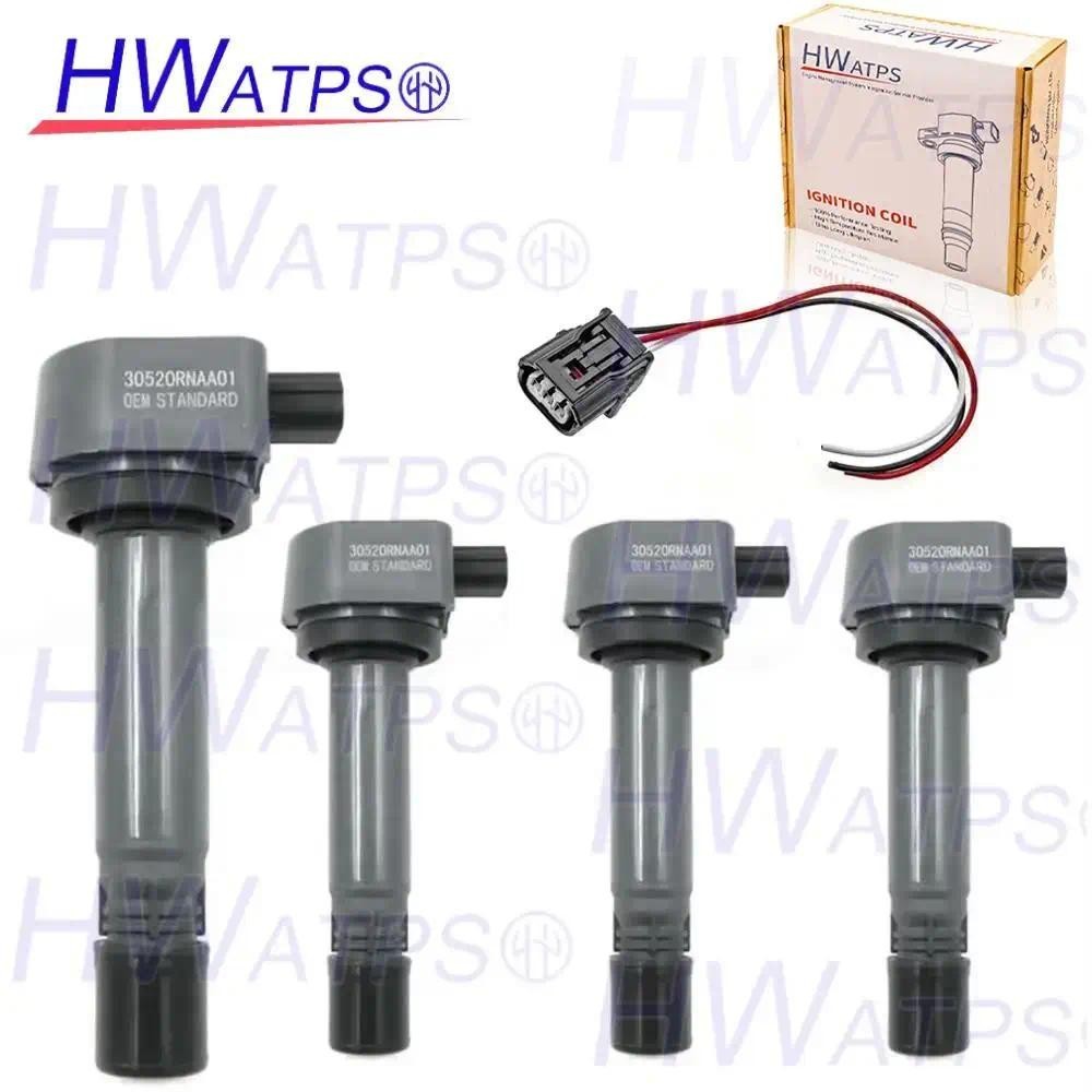 4PCS คอยล์จุดระเบิดปลั๊กสายไฟ 30520-RNA-A01 สําหรับ Honda Civic 2006-2011 1.8L UF582 C1580 UF582 305