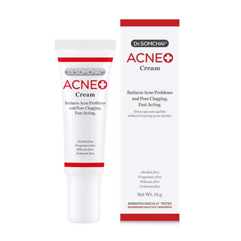 [ อยู่ในระหว่างเปลี่ยนแพ็คเกจ ] ครีมลดปัญหาสิว! Dr.Somchai Acne Cream ดร.สมชาย แอคเน่ ครีม ( ขนาด 8 กรัม / 15 กรัม )