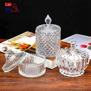 LerThai ถ้วยแก้ว+ฝาปิด ถ้วยแก้วคริสตัลพร้อมฝาปิด ถ้วยผอบ สไตล์ยุโรป Crystal glass jar