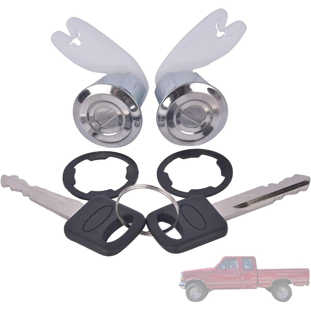 Door Lock Cylinders with 2 Keys Compatible with Ford F150 F250 F350 Pickup 1992 1993 1994 1995, Plug