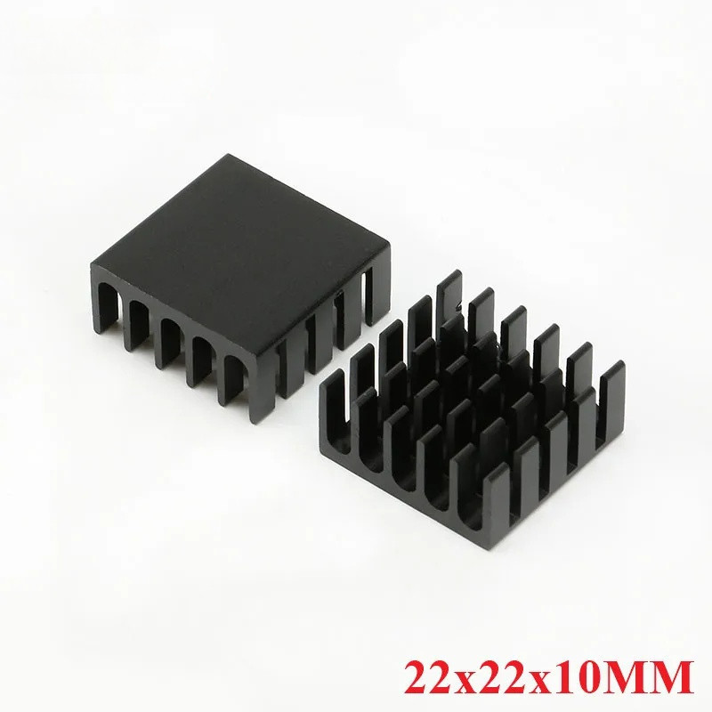 5pcs 22*22*10 มม.ฮีทซิงค์ Cooling Fin หม้อน้ําอลูมิเนียม Cooler พัดลมความร้อนสีดํา 22X22X10 มม.สําหร