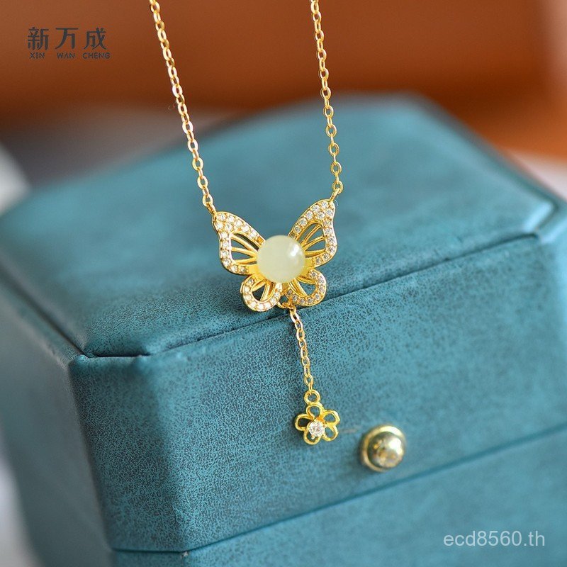 สร้อยคอ s925 Retro พู่หญิง Commuter เงินสเตอร์ลิง Niche สร้อยคอภาษาฝรั่งเศสคําผีเสื้อ Clavicle Chain