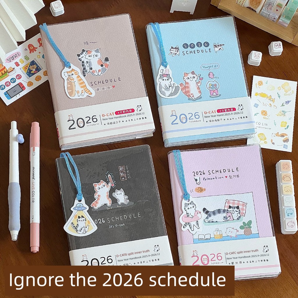planner แพลนเนอร์ 2026 2026 B6 Ignore Cat Month Weekly Plan Schedule Notebook Student Cute Plan Cloc