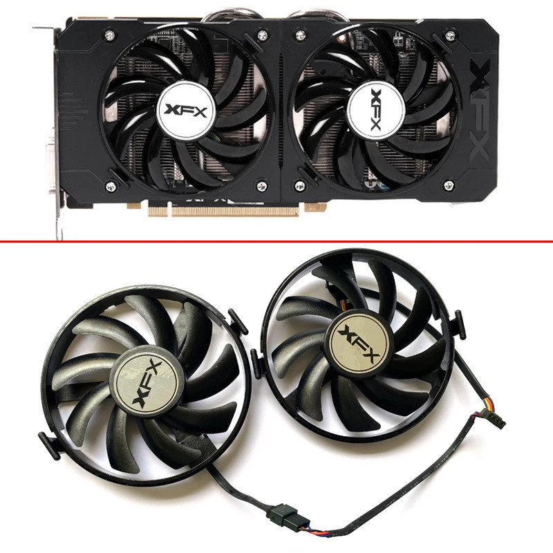 2PCS FDC10U12S9-C Cooler พัดลมเปลี่ยน RX460 สําหรับ XFX Radeon R9 380 380X R9 370 370X RX460 560 R7 
