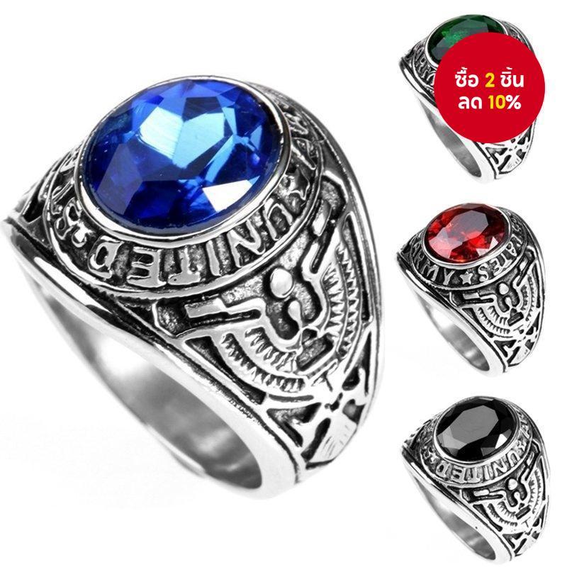 แหวนทหารโมเดลสแตนเลสสตีลแหวนเพชรสำหรับผู้ชาย