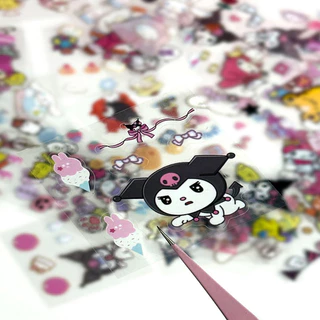 ชุดสติ๊กเกอร์ Sanrio/Kuromi 100 แผ่น กล่องใหญ่ วัสดุ PVC น่ารัก กันน้ำ ลวดลายสวยงาม สติกเกอร์ตัดแบบไม่สม่ำเสมอ สติกเกอร์