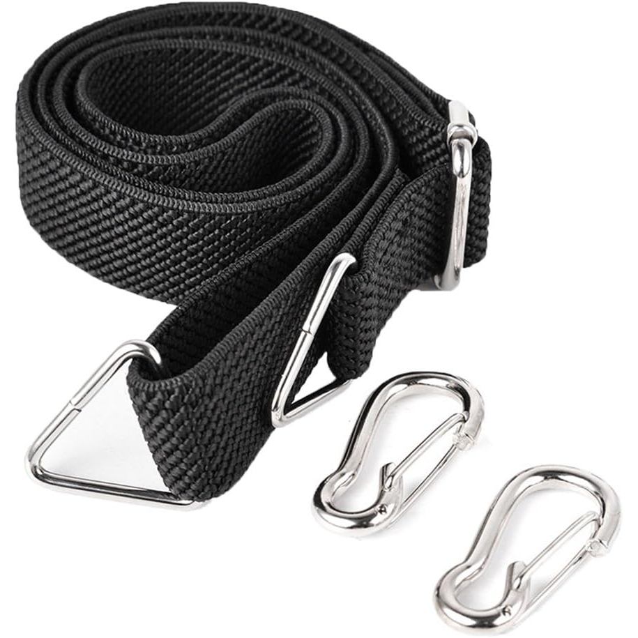 Marcobrothers Flat Bungee Cord with Hooks Adjustable Fits Size (Black, ADJ 48 inches)