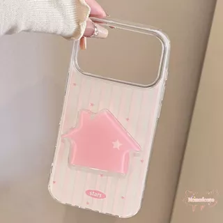 เคสไอโฟน 17 สำหรับ iPhone Air 16 Plus 12 11 15 14 17 Pro Max 14 7 8 Plus X Xr Xs Max ปก IMD ลายดาวสีชมพูหวานหรูหราใหม่