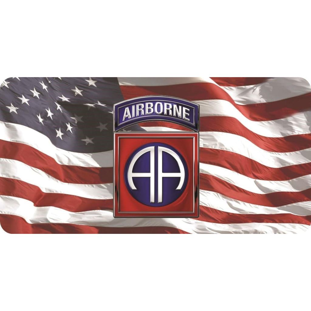 82nd Airborne On Wavy US ป้ายทะเบียนรูปธง