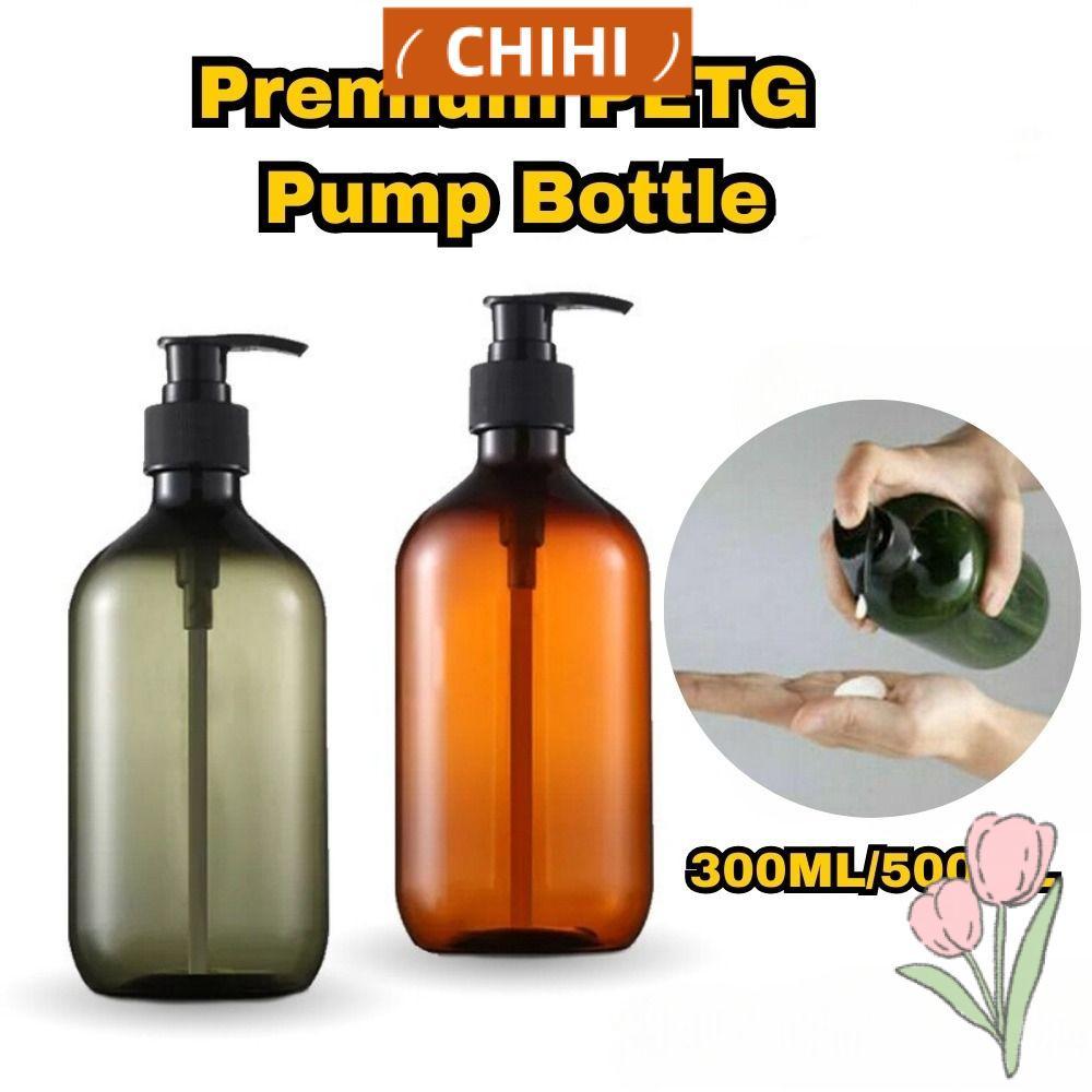 CHIHI Dispenser Refill, ขวดแชมพู PET 300ML/500ML, ขวดนํากลับมาใช้ใหม่ได้สีน้ําตาลสีเขียวสีขาว