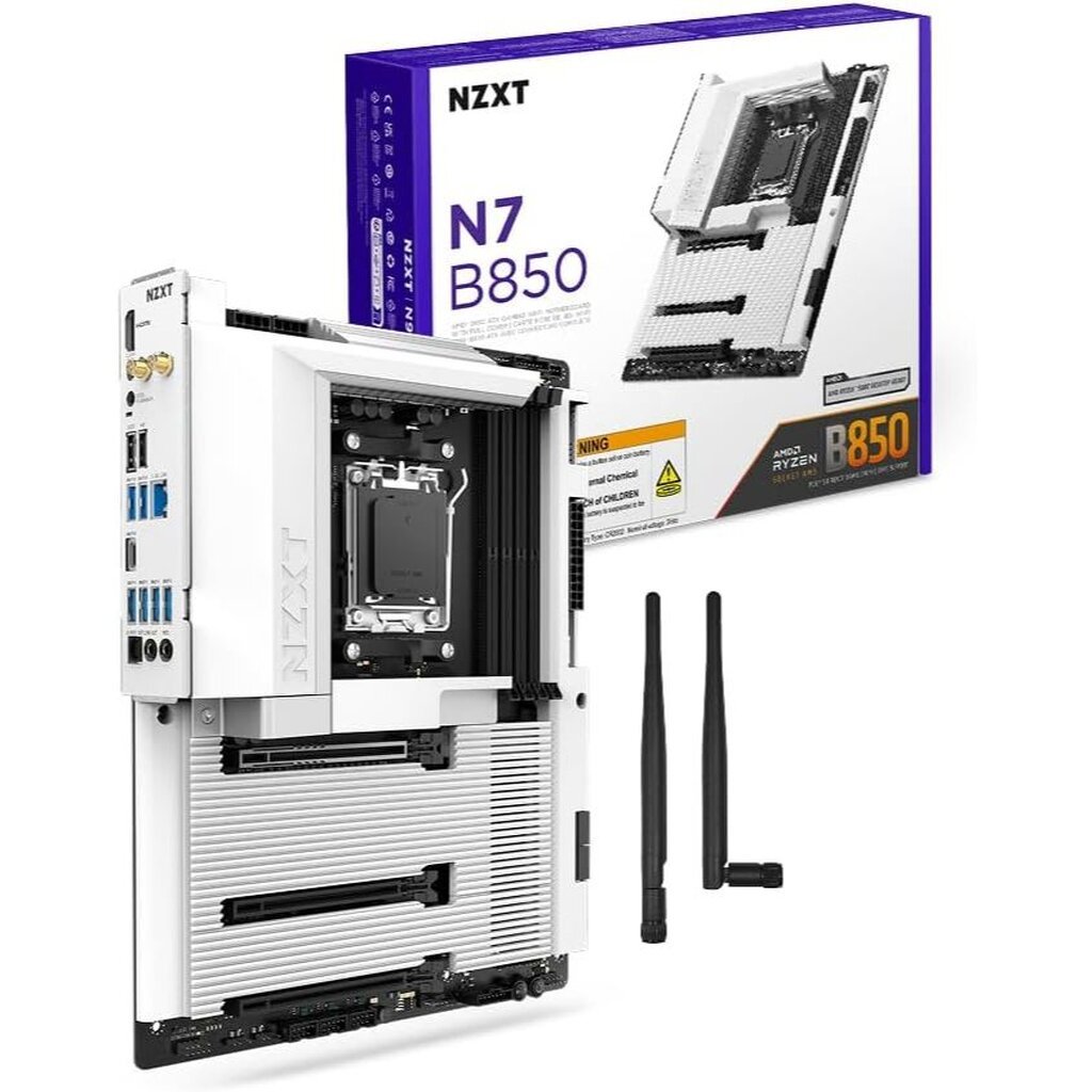 NZXT N7 B850 White DDR5 WIFI 6E ATX Mainboard Socket AM5 : N7-B85XT-W1