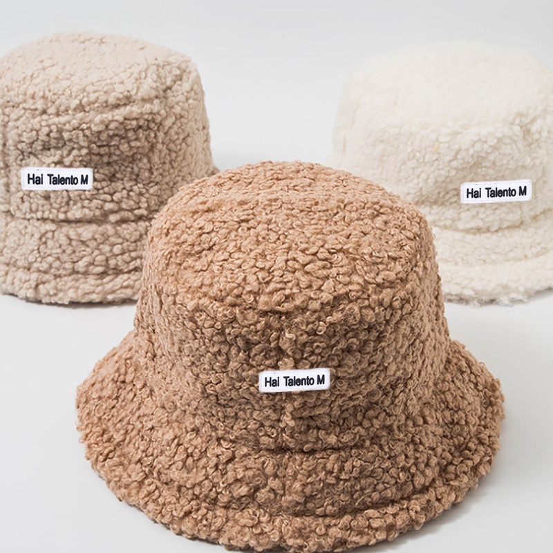 Lamb Wool Faux Fur Bucket Hat Winter Warm Teddy Velvet Hats