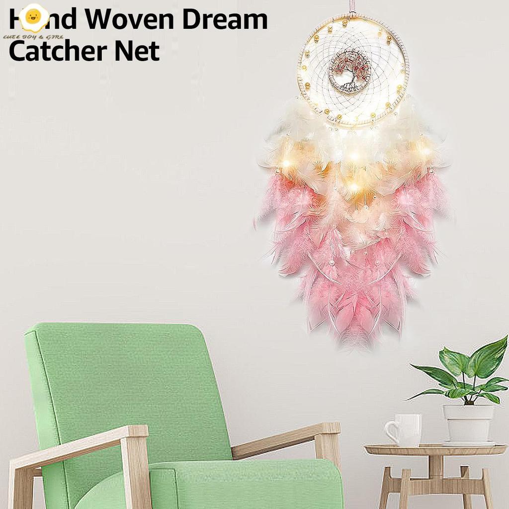 Pink Dream Catcher Handmade Feather Dream Catcher แขวนตกแต่งประณีต Dream Catcher Feather จี้สําหรับ 