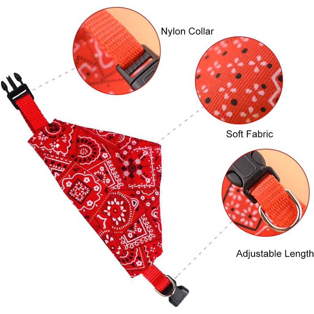 Snadulor 4 Pcs Cotton Dog Bandana Comfortable Dogs Bibs Scarf Reversible Adjustable Dog Bandana Squa