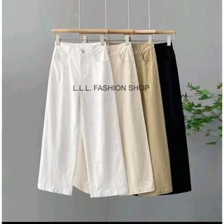 2026 New Women's Casual Cotton Wide-Leg Pants, Solid Color with Pockets, Elastic Waist, Korean style