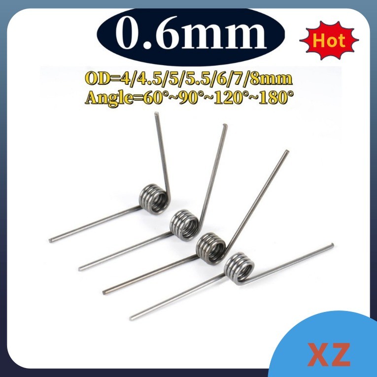 Sus304 d0.6mm OD4/4.5/5/5.5/6/7/8mm V-shaped spiral torsion spring มุม 60/90/120/180 องศา[XZ-FC]