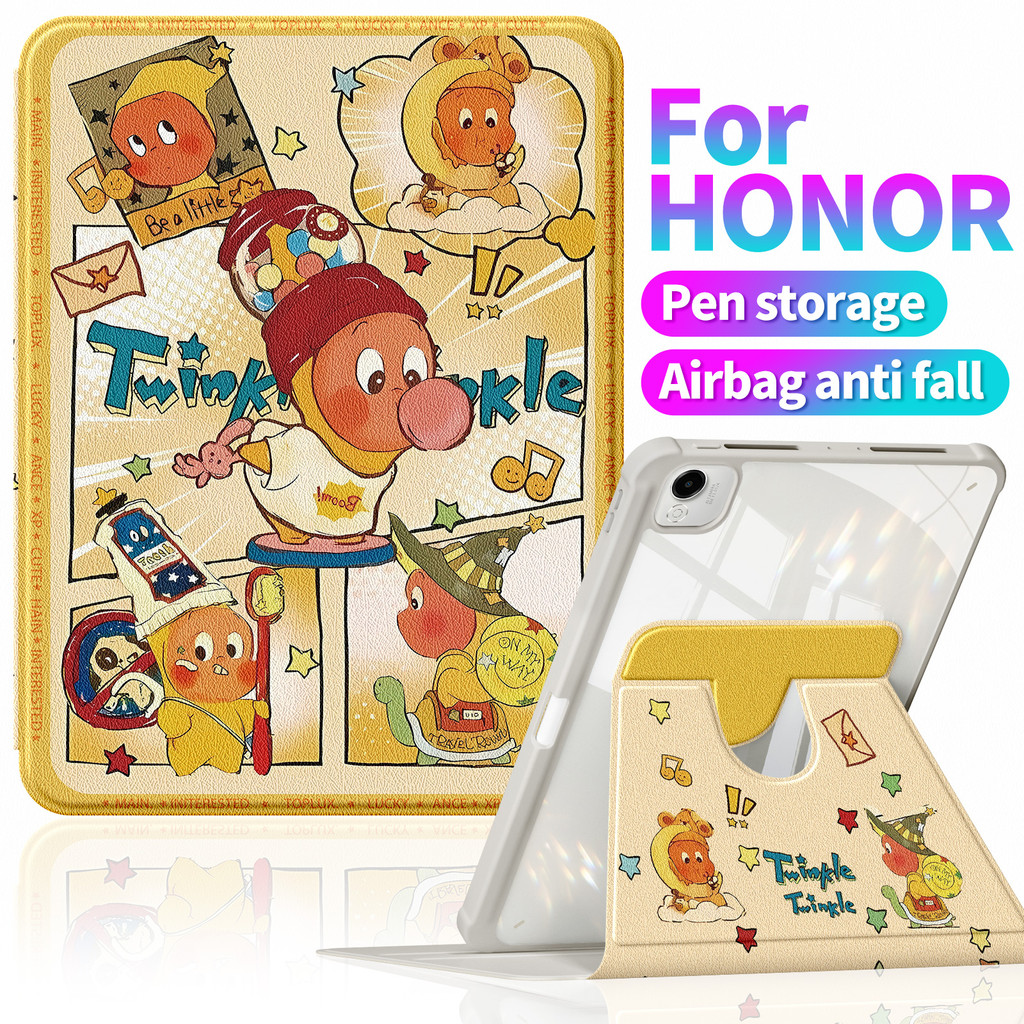 ก1538泡泡星360° เคสขาตั้งหมุนได้สําหรับ HONOR Pad X9a 11.5"/X8a 11"/Pad9 12.1"/ Pad10 12.1"丨Leather & T