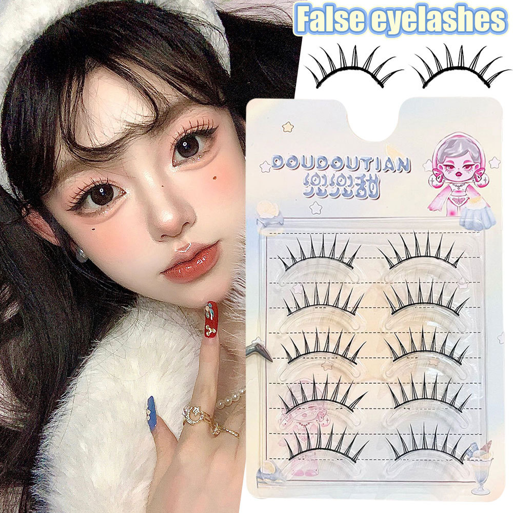 Comic Eye Reusable Cross Manga 5 คู่ขนตาปลอมเครื่องสําอางเกาหลีแต่งหน้าความงามสไตล์ K-POP